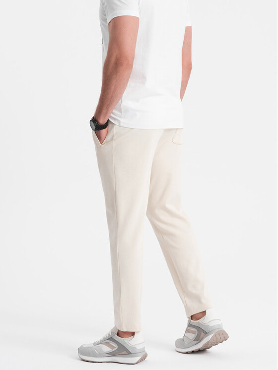 Ombre Ombre Teplákové kalhoty OM-PABS-0206 Écru Regular Fit