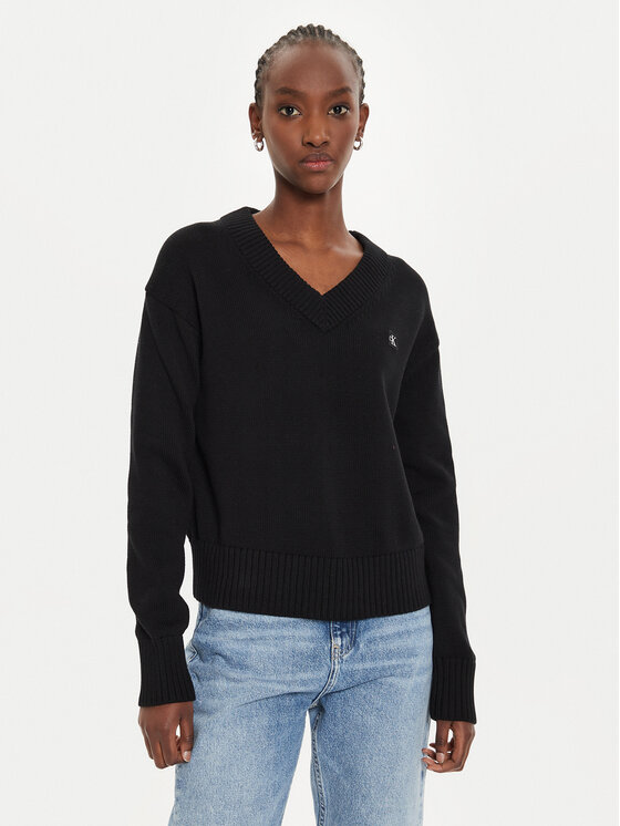 Calvin Klein Jeans Sveter Embro Badge J20J224632 Čierna Regular Fit