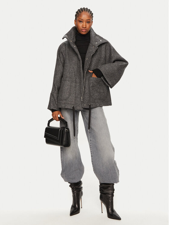 PINKO PINKO Gyapjú kabát Forbice 104040 A23R Szürke Regular Fit