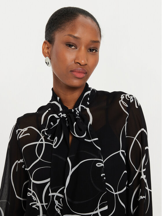 KARL LAGERFELD KARL LAGERFELD Bluse 245W1604 Schwarz Regular Fit