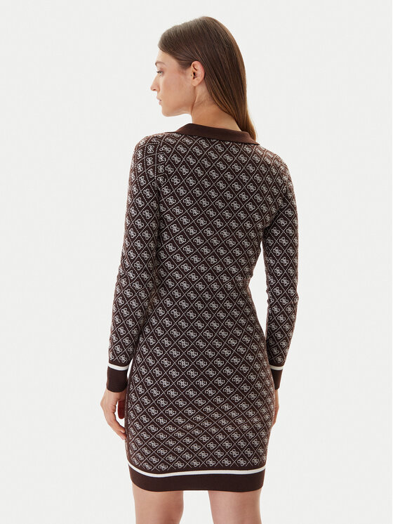 Guess Guess Трикотажна сукня W5BK25 Z3JD2 Коричневий Slim Fit