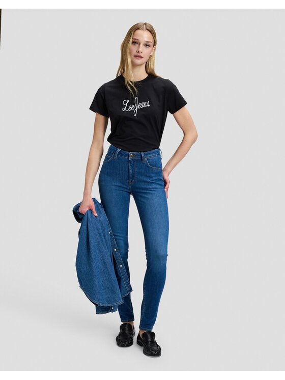 Lee Lee T-Shirt JEANS TSHIRT Czarny Regular Fit