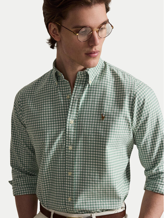 Polo Ralph Lauren Polo Ralph Lauren Риза 710853129501 Светлозелен Custom Fit
