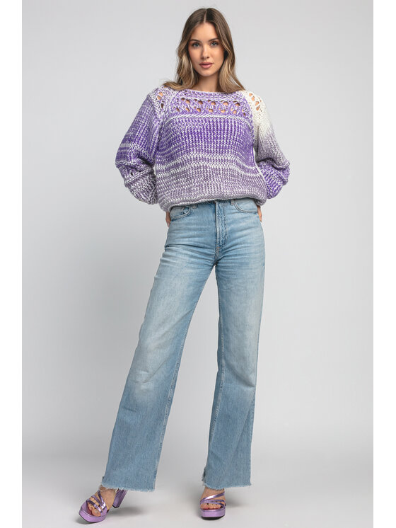 Fobya Fobya Sweter F1976 Fioletowy Basic Fit