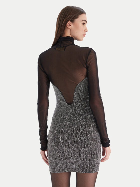 Simona Corsellini Simona Corsellini Koktejlové šaty A25CEAB10601 Stříbrná Slim Fit