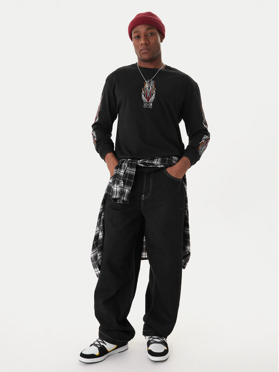 DC Shoes DC Shoes Majica dugih rukava Burn Out HLS EDYZT04355 Crna Regular Fit