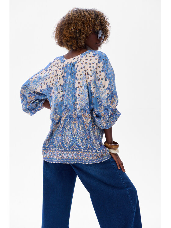 blue shadow blue shadow Bluzka Simona Niebieski Regular Fit