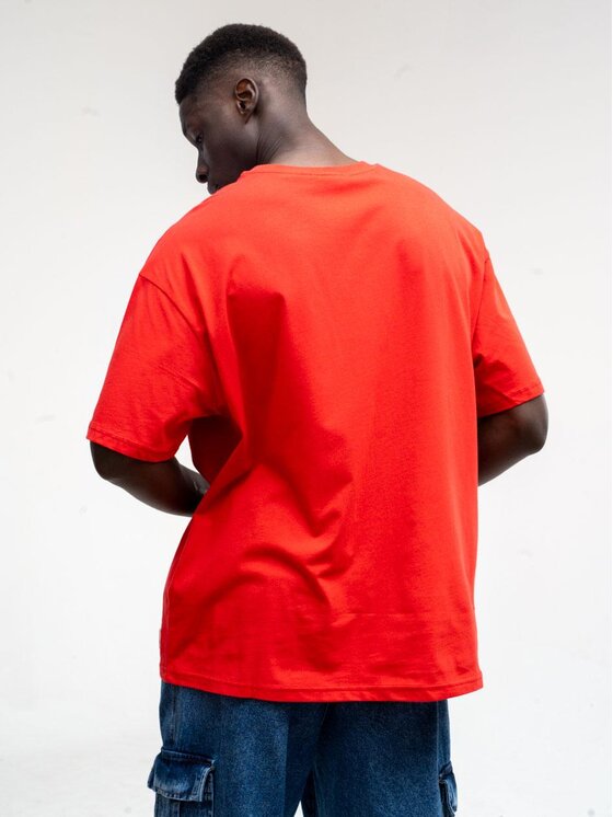 Catch Catch T-Shirt Koszulka Męska Z Krótkim Rękawem Oversize Jasna Czerwona Catch Classic Pocket S Czerwony Oversize