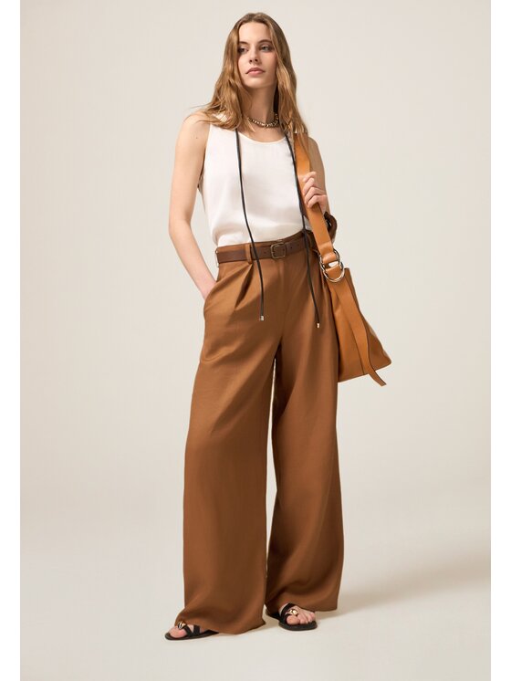 Oltre Oltre Pantaloni di tessuto P082R008837N022 Marrone Baggy Fit