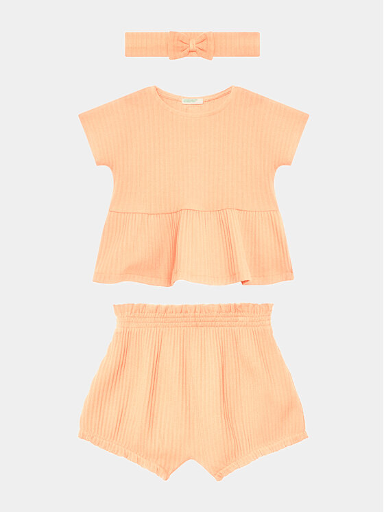 United Colors Of Benetton Set tricou și pantaloni scurți 34F2AK004 Portocaliu Regular Fit