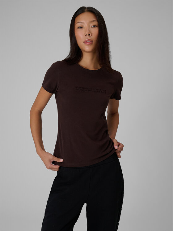 4F 4F T-Shirt SHADOWS ON MARS Brązowy ciemny Slim Fit