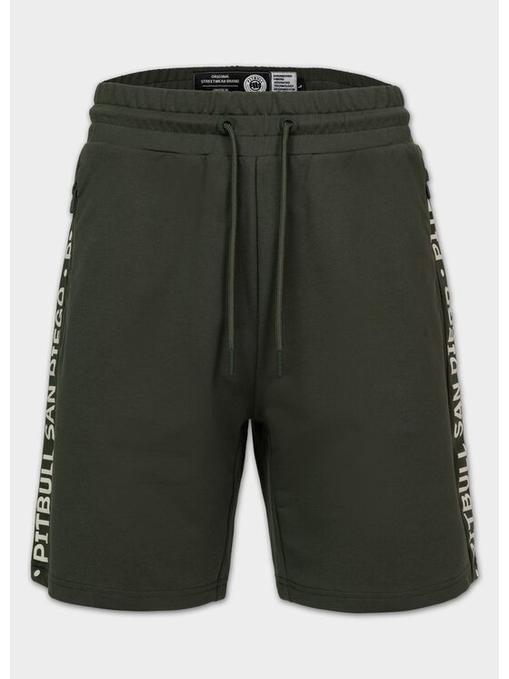 PITBULL PITBULL Szorty sportowe TAPE PARKER Zielony Regular Fit
