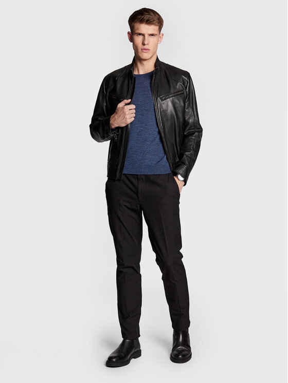 BOSS Boss Megztinis Leno-P 50468239 Tamsiai mėlyna Slim Fit