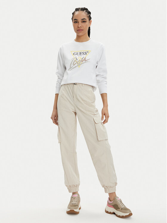 Guess Guess Μπλούζα Icon W4GQ09 KB681 Λευκό Relaxed Fit