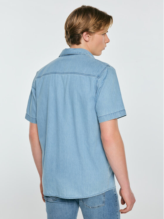 BIG STAR BIG STAR Koszula jeansowa SHORT SLEEVE WESTERN Niebieski Basic Fit