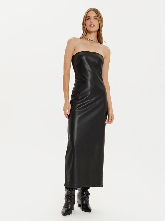 ONLY ONLY Šaty z imitace kůže Esther 15334722 Černá Slim Fit