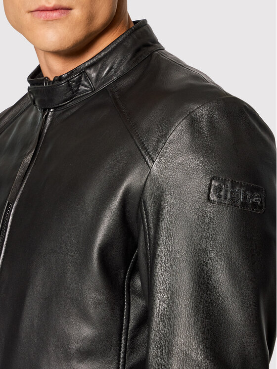 Tigha Tigha Кожено яке Dominik 106241 Черен Regular Fit