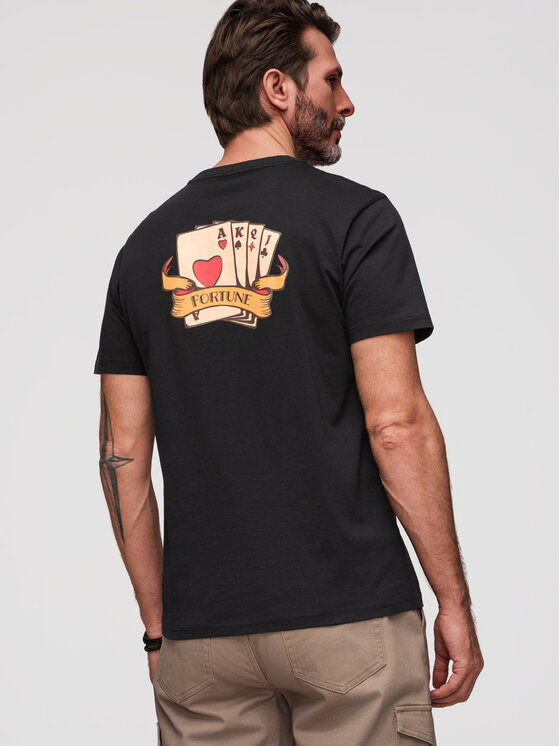Ombre Ombre T-Shirt OM-TSPT-0257 Czarny Regular Fit