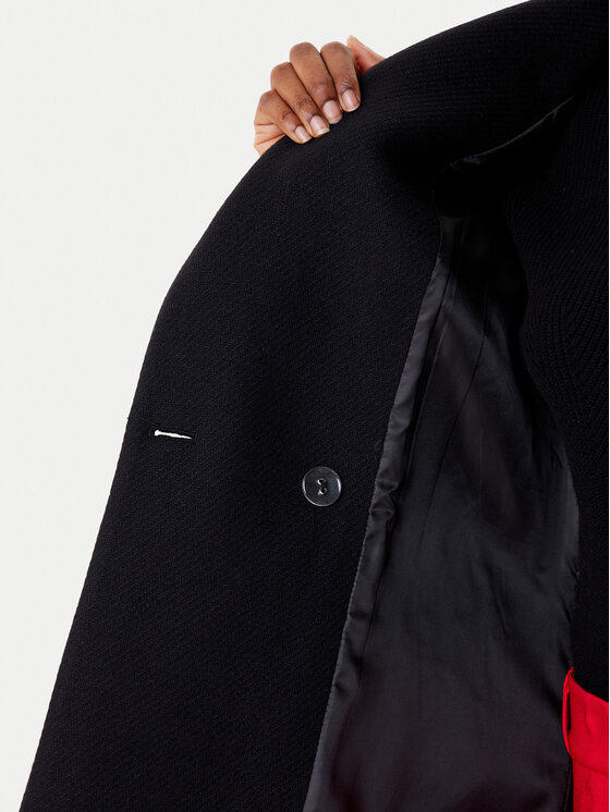 Rinascimento Rinascimento Palton de lână CFC0126218003 Negru Regular Fit