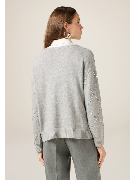 Oltre Oltre Sweter M529E001908N013 Szary Regular Fit