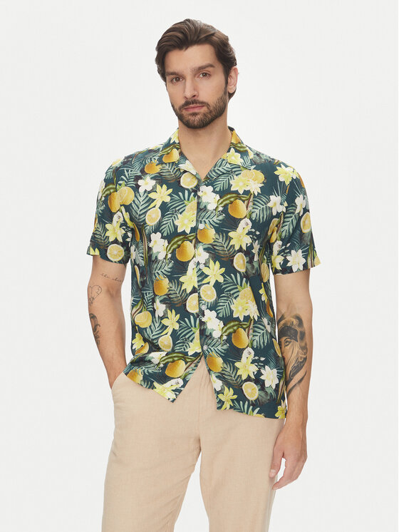 Lindbergh Lindbergh Košeľa 30-203729 Zelená Relaxed Fit