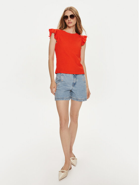 Pieces Pieces Majica Luna 17147178 Crvena Regular Fit