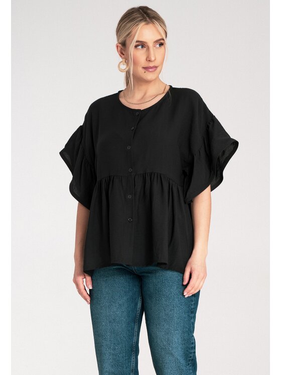 FIGL FIGL Bluzka M1211 Czarny Regular Fit