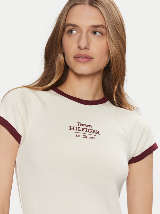 Tommy Hilfiger Tommy Hilfiger T-shirt WW0WW43898 Bež Slim Fit