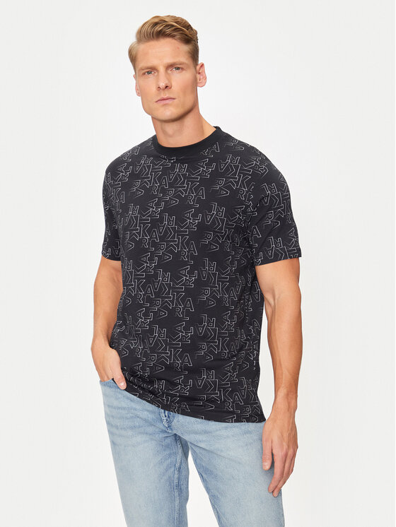 KARL LAGERFELD Męski T-Shirt, rozmiar L, Czarny, 755039 544224