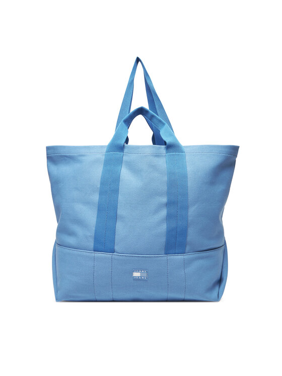Geantă Tommy Jeans Tjw Tote Edition Canvas AW0AW17542 Albastru