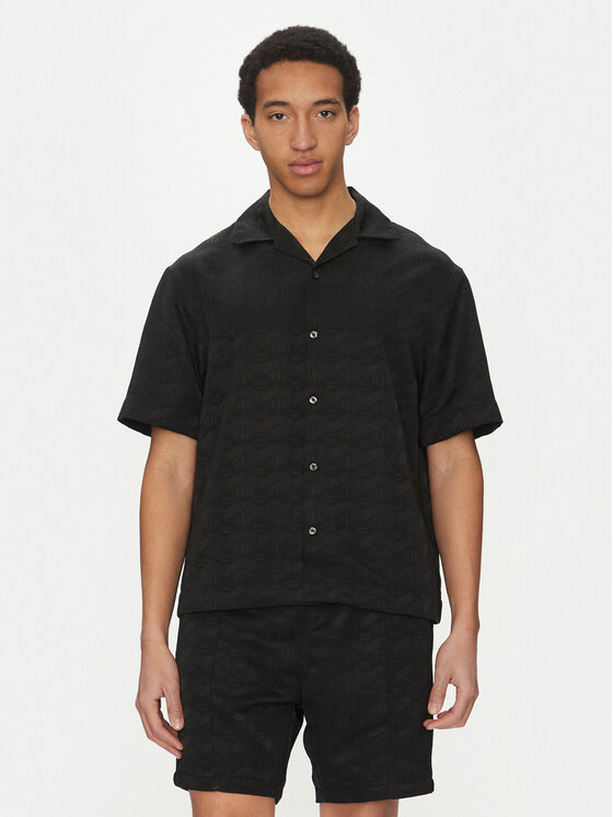 HUGO HUGO Ing Espino 50539288 Fekete Oversize