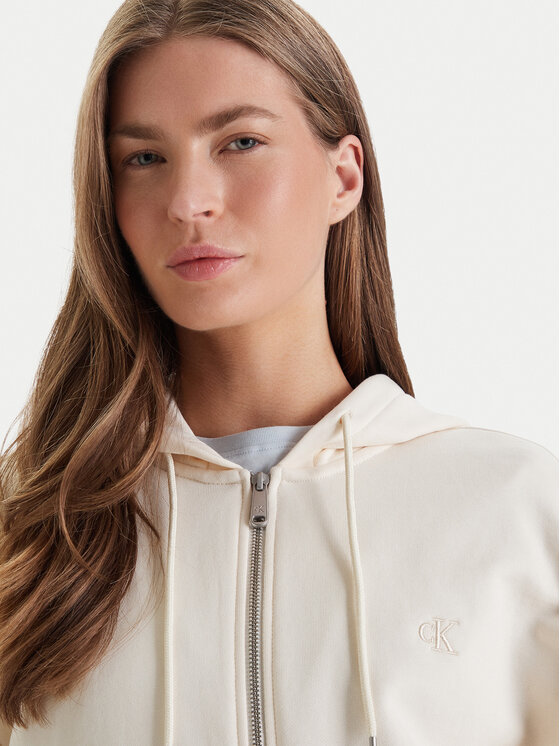 Calvin Klein Jeans Calvin Klein Jeans Džemperis ar kapuci Monogram LV047F208G Bēšs Relaxed Fit