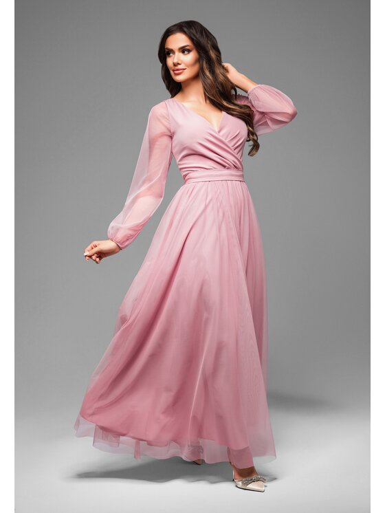 Ombre Ombre Sukienka wieczorowa LA-OM-DLR008 Różowy Regular Fit