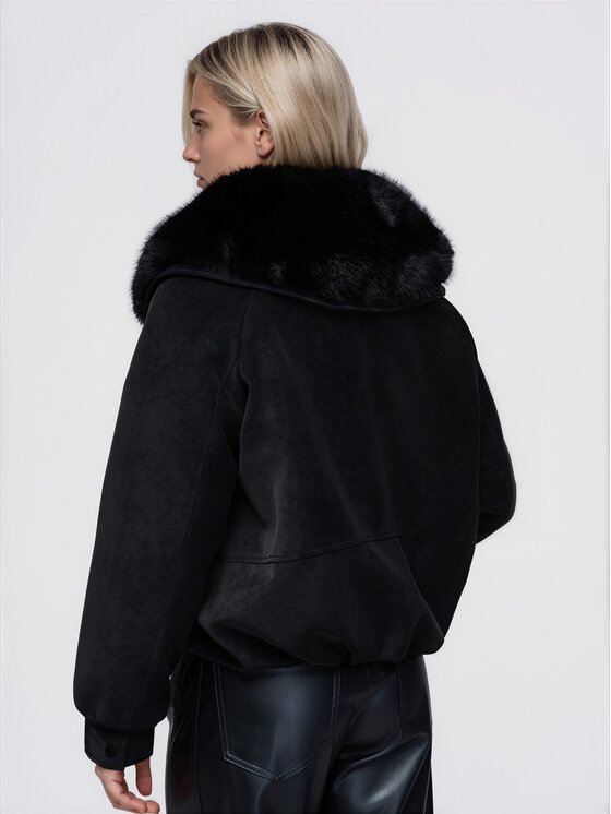 Ombre Ombre Bunda bomber OW-JT-E0008 Černá Relaxed Fit