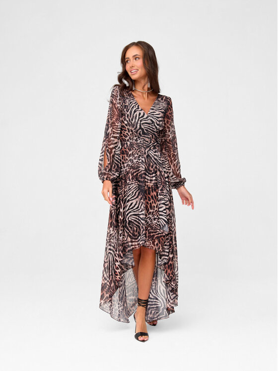 Roco Fashion Roco Fashion Sukienka koktajlowa Coralie Brązowy Regular Fit