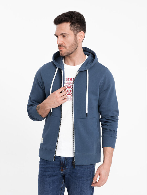 Ombre Ombre Mikina OM-SSBZ-0178 Tmavomodrá Classic Fit