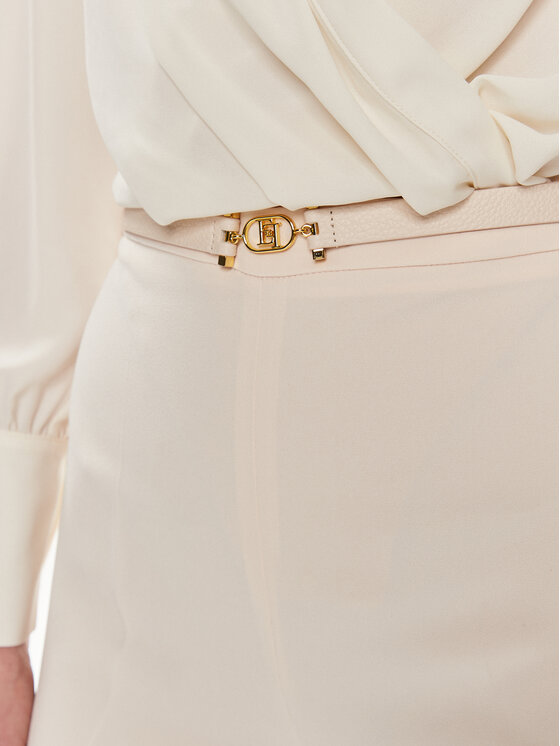 Elisabetta Franchi Elisabetta Franchi Kalhoty z materiálu PA-053-42E2-5895 Écru Relaxed Fit