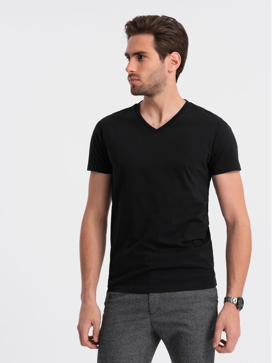 Ombre Ombre T-Shirt OM-TSBS-0145 Černá Classic Fit