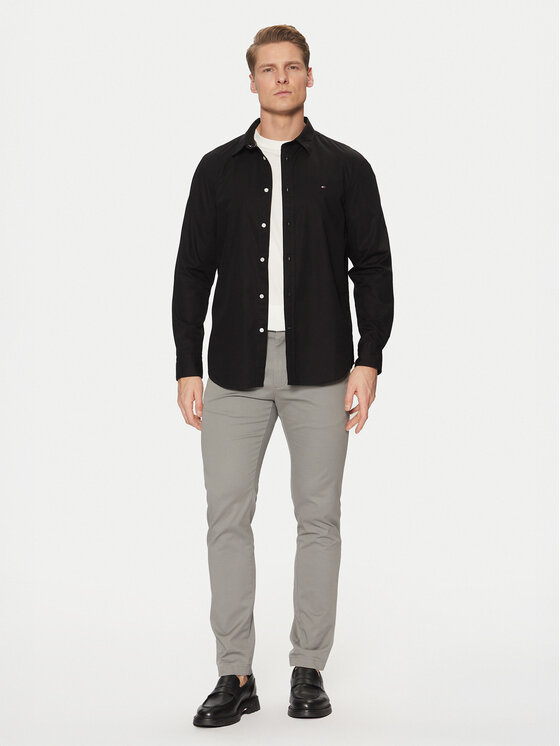 Tommy Hilfiger Tommy Hilfiger Πουκάμισο MW0MW38137 Μαύρο Slim Fit