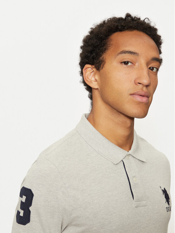 U.S. Polo Assn. U.S. Polo Assn. Тениска с яка и копчета MUP3313 Сив Regular Fit