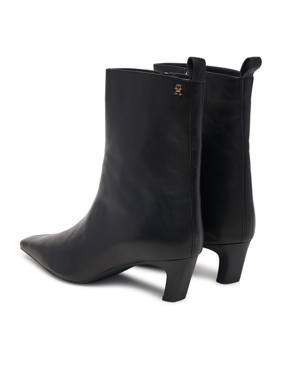 Tommy Hilfiger Tommy Hilfiger Botki Kitten Heel Leather Ankle Boot FW0FW09669 Czarny