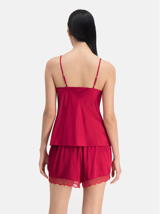 Dorina Dorina Szorty piżamowe Pure Silk DCSH0002SK002 Czerwony Regular Fit