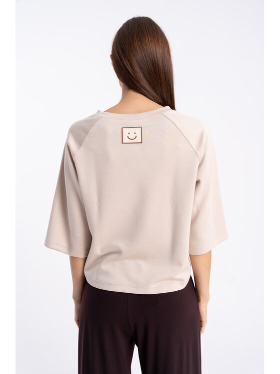 CLICK CLICK Μπλουζάκι 10-6920 Μπεζ Straight Fit