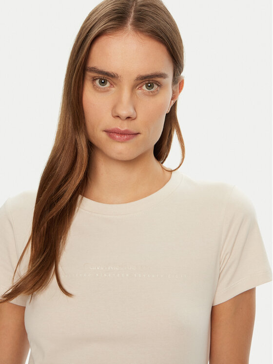 Calvin Klein Jeans Calvin Klein Jeans T-Shirt Institutional Graphic J20J224990 Beżowy Slim Fit