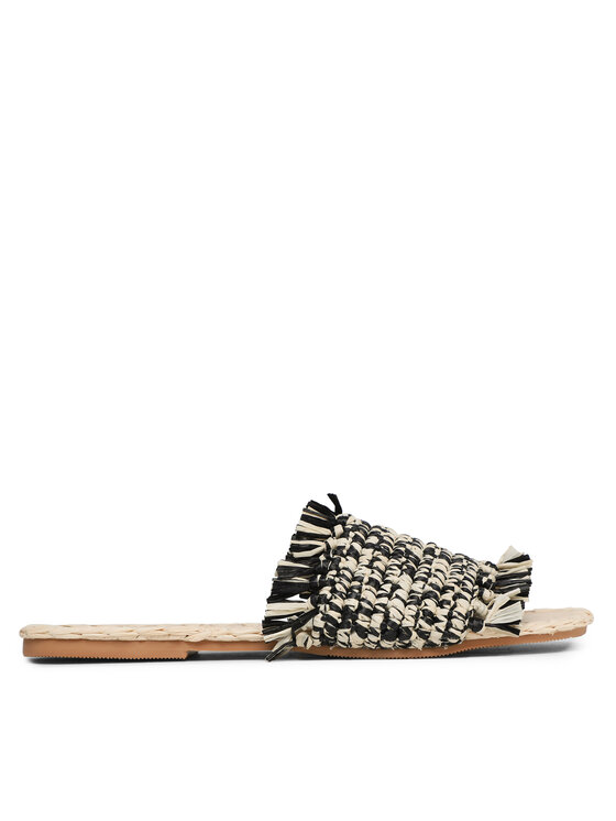 Manebi Iešļūcenes Fringed Knots Raffia Leather Sandals V 3.4 Y0 Melns