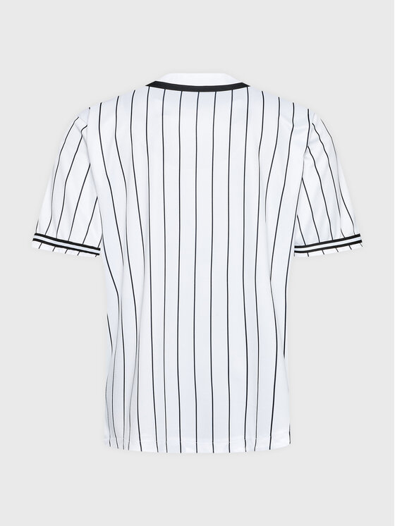 Karl Kani Karl Kani Tricou Serif Pinstripe Baseball 6033361 Alb Relaxed Fit