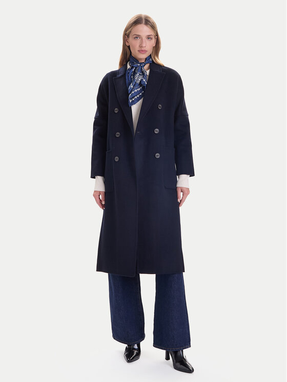 ViCOLO ViCOLO Płaszcz wełniany TF0001 Granatowy Regular Fit