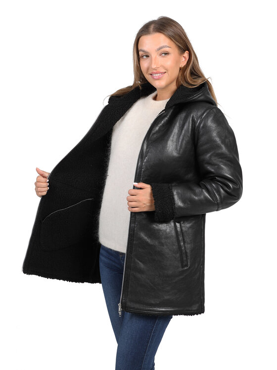 David Ryan David Ryan Kurtka skórzana ROMA black Czarny Regular Fit