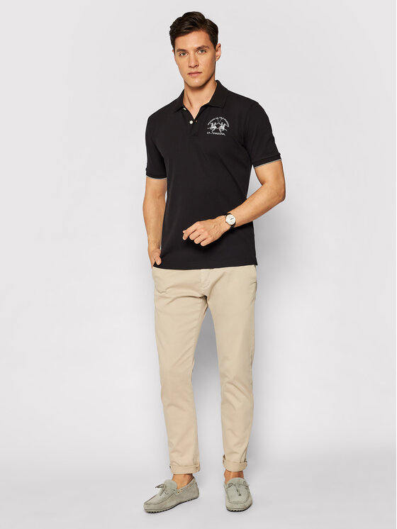 La Martina La Martina Polo marškinėliai CCMP01 PK001 Juoda Regular Fit