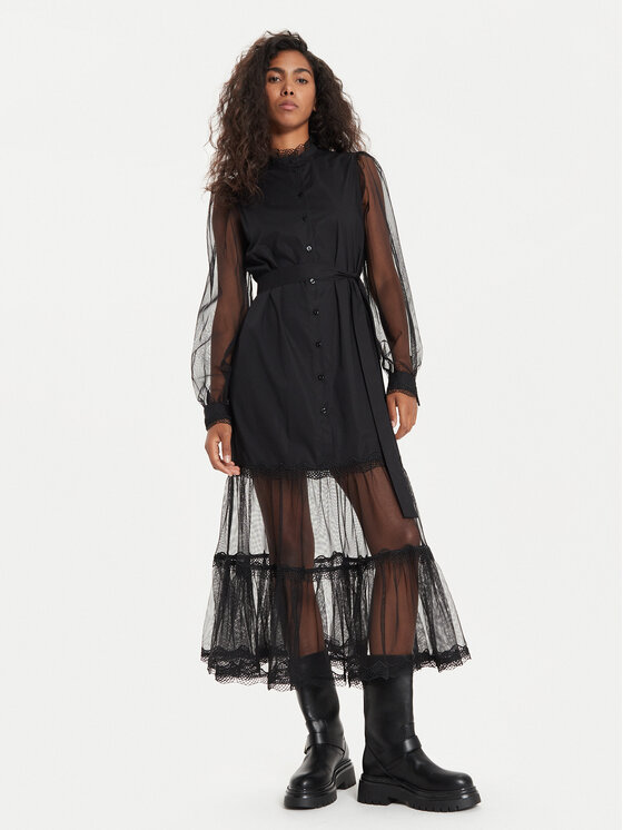 TWINSET TWINSET Kokteilinė suknelė 241TT2040 Juoda Regular Fit